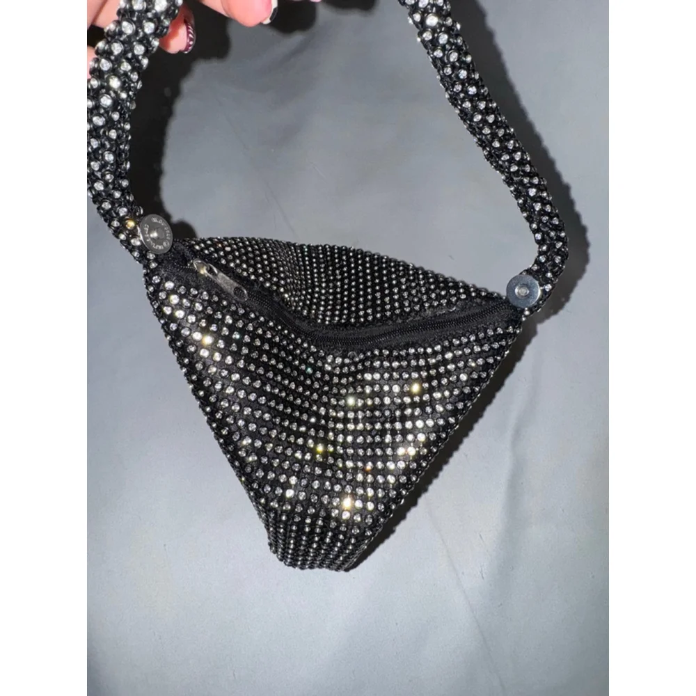 Michelle Moon Crystal Studded Bag Rhinestone Wristlet Fancy Clutch Small Size